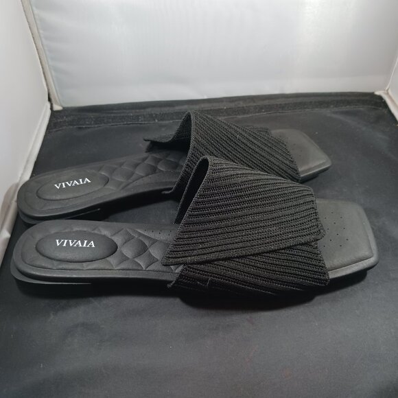 VIVAIA Streamline Slide Sandals Size 43/ US 11 Trendy Modern Stylish Chic Black - Picture 1 of 7